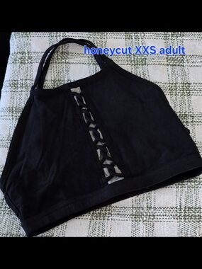 Honeycut Black Lace-Accent Halter Bralette